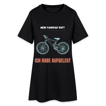Mein Fahrrad ruft aufgelegt - Frauen T-Shirt-Kleid - Schwarz - Vorne