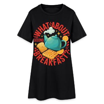 Petit-déjeuner : que diriez-vous d’un deuxième brunch - Robe T-shirt Femme - noir - Devant