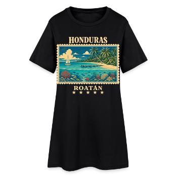 Honduras Roatán Vintage Reisemarke - Frauen T-Shirt-Kleid - Schwarz - Vorne