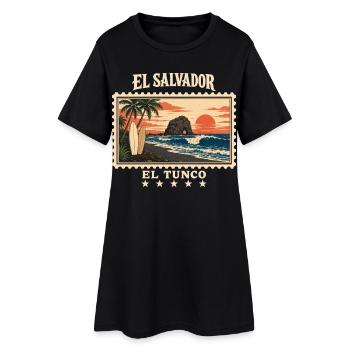 El Salvador El Tunco Vintage Reisemarke - Frauen T-Shirt-Kleid - Schwarz - Vorne