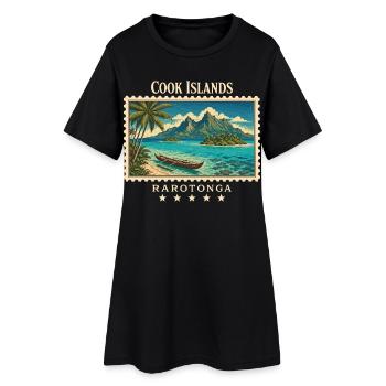 Marque de voyage vintage Rarotonga des Îles Cook - Robe T-shirt Femme - noir - Devant