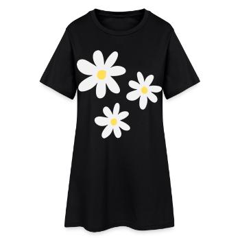 White flowers in timeless elegance - Women’s T-Shirt Dress - black - Front