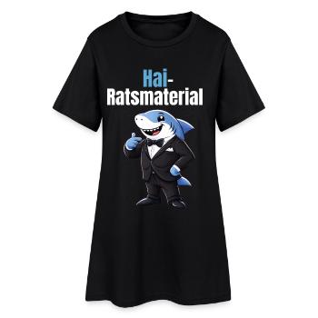 Certified Hairatsmaterial | Lustiger Hai Wortwitz - Frauen T-Shirt-Kleid - Schwarz - Vorne