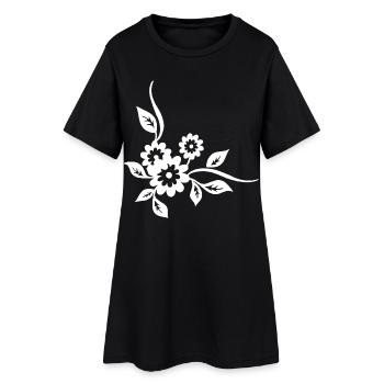 White flowers - Women’s T-Shirt Dress - black - Front