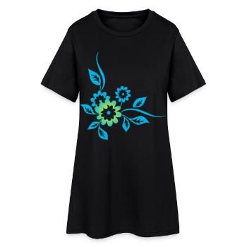 Fleurs bleues - Robe T-shirt Femme - noir - Devant
