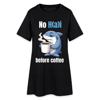 No H(a)i before Coffee | Morgenmuffel Hai - Robe T-shirt Femme - noir - Devant