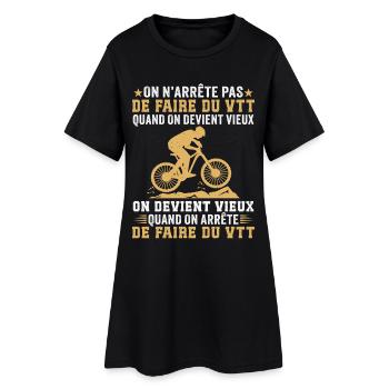 On devient vieux quand on arrête le VTT  - Robe T-shirt Femme - noir - Devant