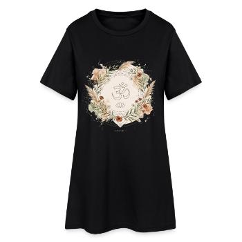 Om Lotus Mandala Yoga Boho Zen - Robe T-shirt Femme - noir - Devant