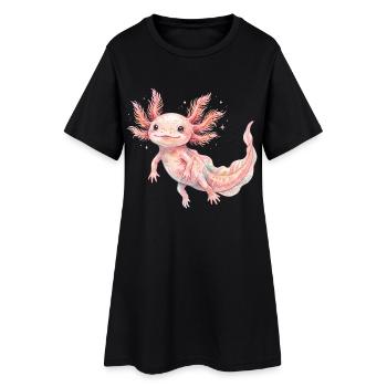 Mignon bébé axolotl rose en style aquarelle - Robe T-shirt Femme - noir - Devant