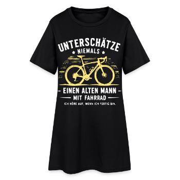 Unterschätze Niemals Alten Mann Fahrrad - Frauen T-Shirt-Kleid - Schwarz - Vorne