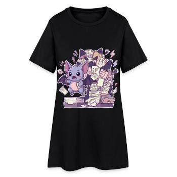 Une chauve-souris mignonne et une montagne de paperasse - Robe T-shirt Femme - noir - Devant