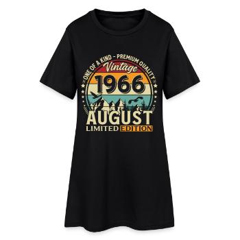 60e anniversaire cadeau Mari Original 1966 août - Robe T-shirt Femme - noir - Devant