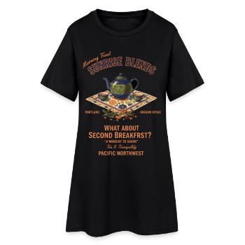 Petit-déjeuner, brunch, café, deuxième pause, lever du soleil - Robe T-shirt Femme - noir - Devant