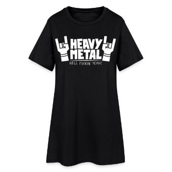 Texte massif en métal lourd avec des cornes de doigts - Robe T-shirt Femme - noir - Devant