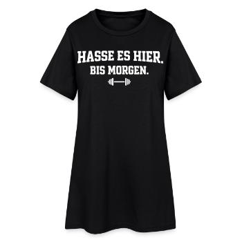 Hasse Es Hier Bis Morgen Bodybuilding Statement - Frauen T-Shirt-Kleid - Schwarz - Vorne