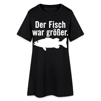Der Fisch war größer Lustiger Anglerspruch Angel - Frauen T-Shirt-Kleid - Schwarz - Vorne
