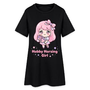 Hobby Horsing Mädchen Kawaii Pferd - Frauen T-Shirt-Kleid - Schwarz - Vorne