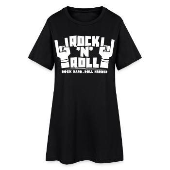 Texte rock’n’roll carré avec des cornes de doigts - Robe T-shirt Femme - noir - Devant