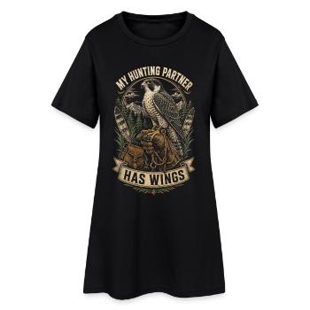 Falknerei Falkner My Hunting Partner Has Wings - Women’s T-Shirt Dress - black - Front