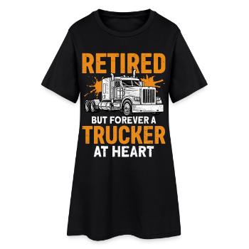 Retired But Forever A Trucker At Heart - Frauen T-Shirt-Kleid - Schwarz - Vorne