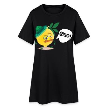 Moustache Italie Citron - Robe T-shirt Femme - noir - Devant