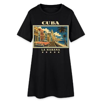 Kuba La Habana Vintage Reisemarke - Frauen T-Shirt-Kleid - Schwarz - Vorne