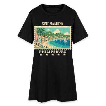 Marque de voyage vintage Sint Maarten Philipsburg - Robe T-shirt Femme - noir - Devant