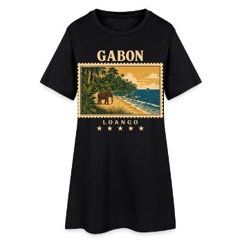 Gabun Loango Vintage Reisemarke - Frauen T-Shirt-Kleid - Schwarz - Vorne