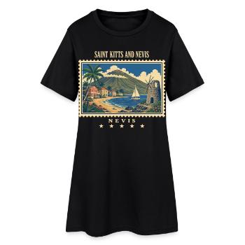 Saint-Kitts et Nevis Marque de voyage vintage Nevis - Robe T-shirt Femme - noir - Devant