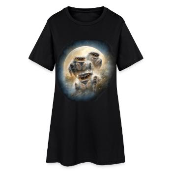 Araignées Sauteuses Nuit d’hiver Kawaii Chibi Wolfmond - Robe T-shirt Femme - noir - Devant