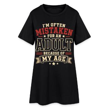 Pris Pour Un Adulte Humour Âge Vintage Rouge - Robe T-shirt Femme - noir - Devant