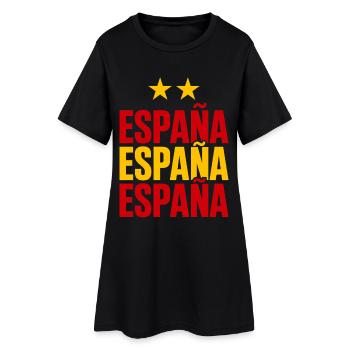 Spanien Schriftzug in Nationalfarben - Frauen T-Shirt-Kleid - Schwarz - Vorne