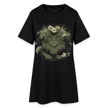 Fleurs Maine Coon Chat Amoureuse des Chats - Robe T-shirt Femme - noir - Devant