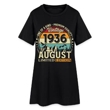 90th Birthday Gift Husband Original 1936 August - Women’s T-Shirt Dress - black - Front