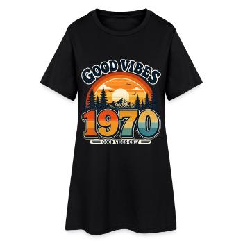 Vintage 1970's Sunset - Women’s T-Shirt Dress - black - Front