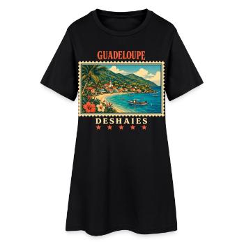 Marque de voyage vintage Guadeloupe Deshaies - Robe T-shirt Femme - noir - Devant