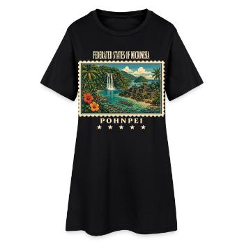 Micronesia Pohnpei Marque de voyage vintage - Robe T-shirt Femme - noir - Devant