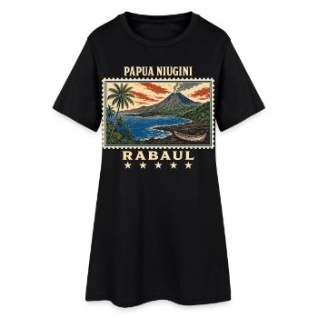 Papua-Neuguinea Rabaul Vintage Reisemarke - Frauen T-Shirt-Kleid - Schwarz - Vorne