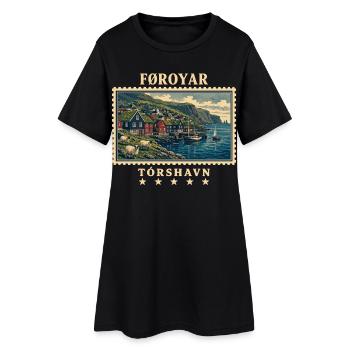 Färöer Tórshavn Vintage Reisemarke - Frauen T-Shirt-Kleid - Schwarz - Vorne