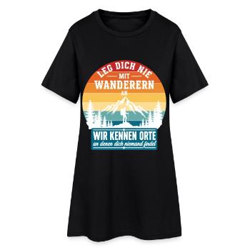 Leg Dich Nie Mit Wanderern An Retro - Frauen T-Shirt-Kleid - Schwarz - Vorne
