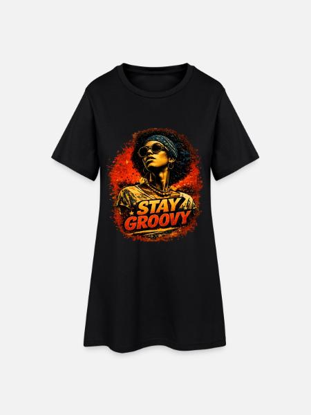 Stay Groovy – Retro Soul Style - Frauen T-Shirt-Kleid - Schwarz