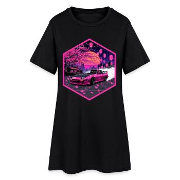 Retro 90er JDM S13 Sakura Lanterns Hex-Emblem - Frauen T-Shirt-Kleid - Schwarz - Vorne