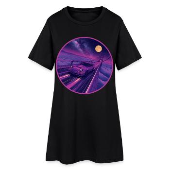 Retro 80er JDM Coupé Galaxy Highway Circle Emblem - Frauen T-Shirt-Kleid - Schwarz - Vorne