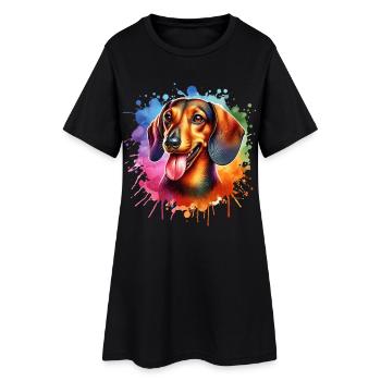 Motif teckel - Robe T-shirt Femme - noir - Devant