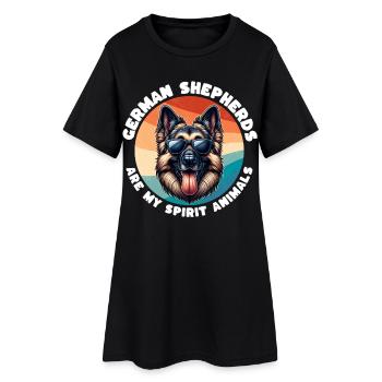 Expressions drôles du berger allemand - Robe T-shirt Femme - noir - Devant