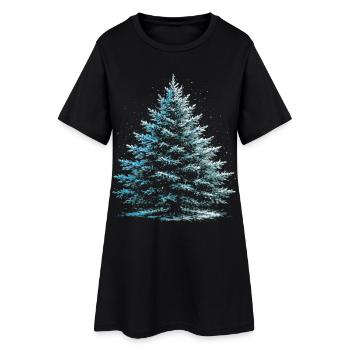 Sapin Enneiger En Hiver Arbre Hivernal  - Robe T-shirt Femme - noir - Devant