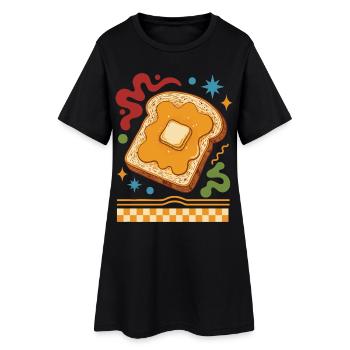 Frühstück Lustiger Brunch Kaffee Pfannkuchen Bacon Ahorn - Frauen T-Shirt-Kleid - Schwarz - Vorne