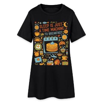 Le petit-déjeuner et le sommeil n’est qu’une machine à remonter le temps - Robe T-shirt Femme - noir - Devant