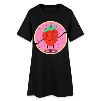 Dessin animé dansant à la fraise joyeuse - Robe T-shirt Femme - noir - Devant