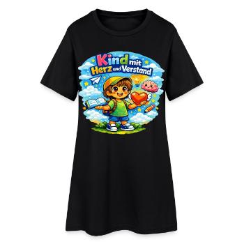 Kind mit Herz und Verstand - Frauen T-Shirt-Kleid - Schwarz - Vorne